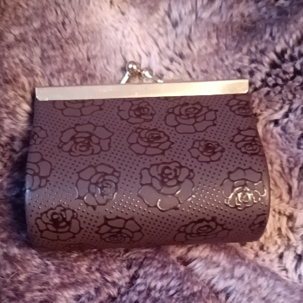 2/$15 Small Brown Snap Lock Clutch
